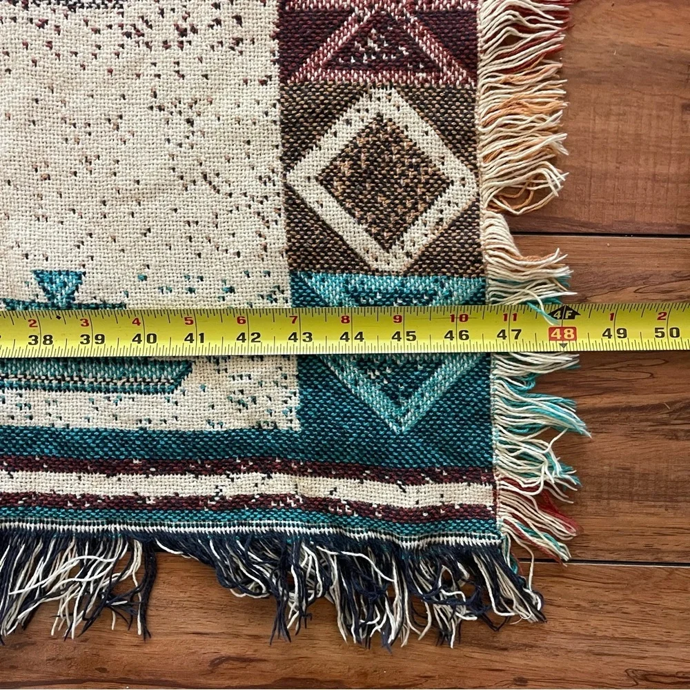 Vintage Southwestern Afghan Throw or Wall Hanging Blanket  Multicolored